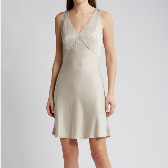French Connection Dresses & Skirts - French Connection Cream Satin Slip Dress Strap Mini